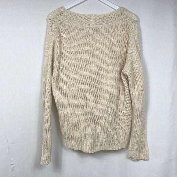 EILEEN FISHER V-Neck, Long-Sleeve, Textured, Cotton/Linen sweater; large, NWT - Picture 9 of 10